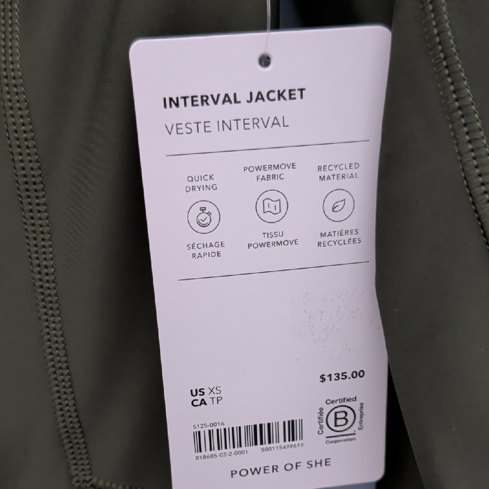 Athleta Interval Jacket Aspen Olive NWT - Picture 8 of 8